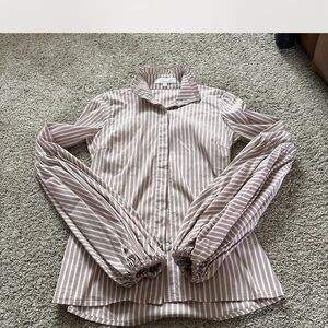 Caroline Constas Pink and White Striped Blouse